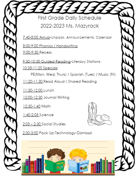 ~Ms. Mazyrack's Class Schedule~